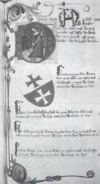 Iluminowana karta ksigi kowej z 1421 r. Fot. M. Gawryluk. Repr. ze zbiorw Muzeum w Elblgu