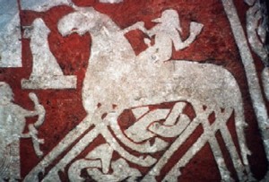 Odyn na Sleipnirze, malowido
z kamienia runicznego z Gotlandii, Szwecja