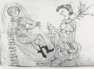 Ilustracja z XIII-wiecznego "Herbarium" Pseudo-Apulejusza przedstawiająca przygotowywanie ziół poronnych i oczekującą na nie ciężarną. Źródło: John M. Riddle, Contraception and Abortion from the Ancient World to the Renaissance