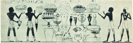Lud Keftiu (po lewej) oraz inne ludy przynoszce dary Egiptowi