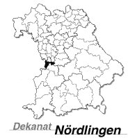Mapka Bawarii z dekanatem Nrdlingen